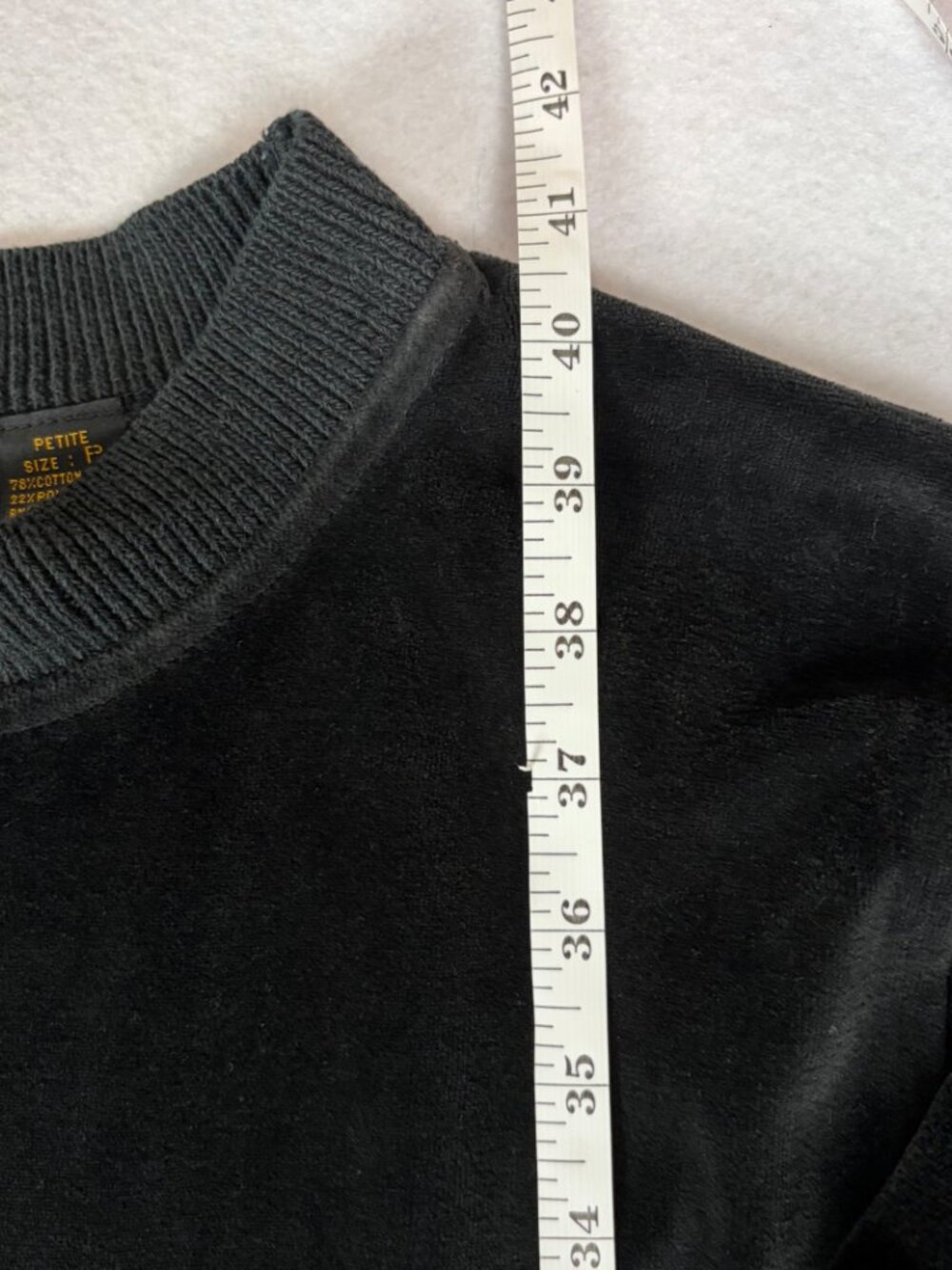 VTG Liz Claiborne Velour Midi Dress Women's SP Black Mock Long Sleeve 80s Preppy - Picture 5 of 7